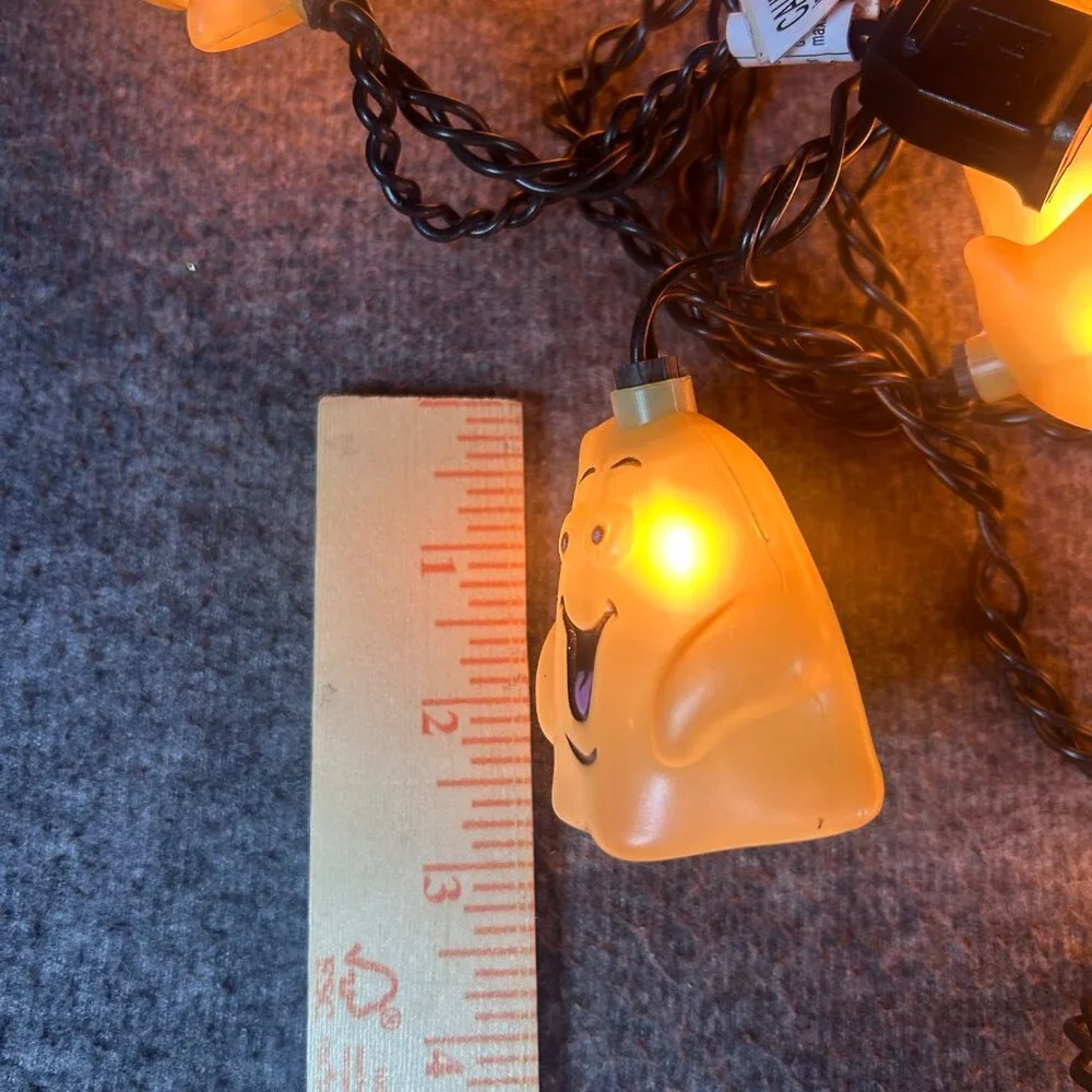 Vtg Halloween Blow Mold Ghost String Lights 10